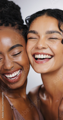 фотографія Skincare, beauty and women in studio for natural, wellness and facial routine with healthy glow