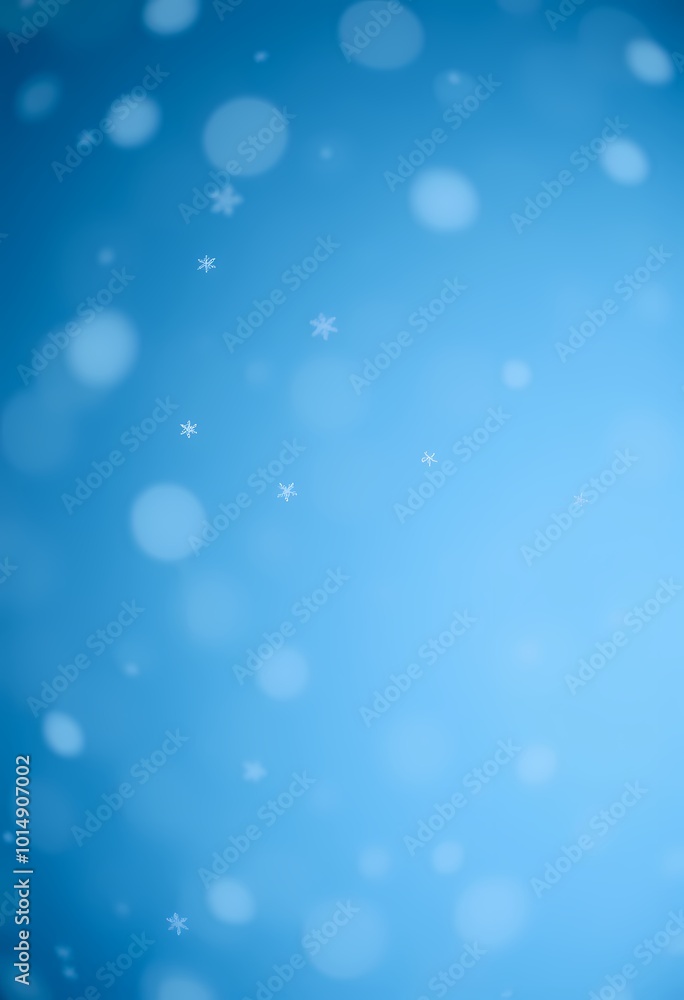 Delicate Snowflakes Scattered Across Serene Blue Gradient with Soft Glowing Bokeh Lights Delicate Snowflakes Scattered Across Serene Blue Gradient with Soft Glowing Bokeh Lights