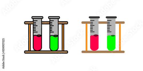 Beakers and burners. Vector beaker and burner set isolated on white background, chemical laboratory glassware