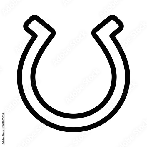 Horseshoe icon in black outline, symbolizing luck, fortune, and protection, designed in a clean, minimalistic style. Editable stroke.