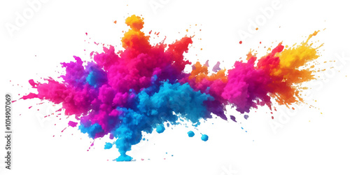 Bright colorful watercolor splash splatter stain brush strokes on white background. Modern vibrant aquarelle spot. Aquarelle explosion on white. Element. Vector watercolor illustration isolated design