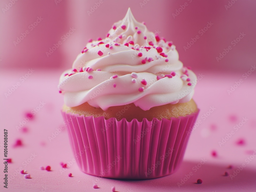 Cupcake with Pink Sprinkles Cupcake with Pink Sprinkles