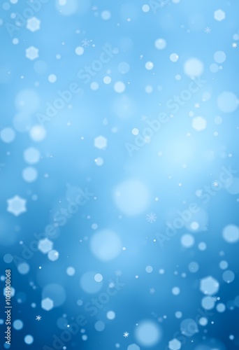 Wallpaper Mural Delicate Snowflakes Falling on Glowing Blue Background with Soft Bokeh Light Accents Torontodigital.ca