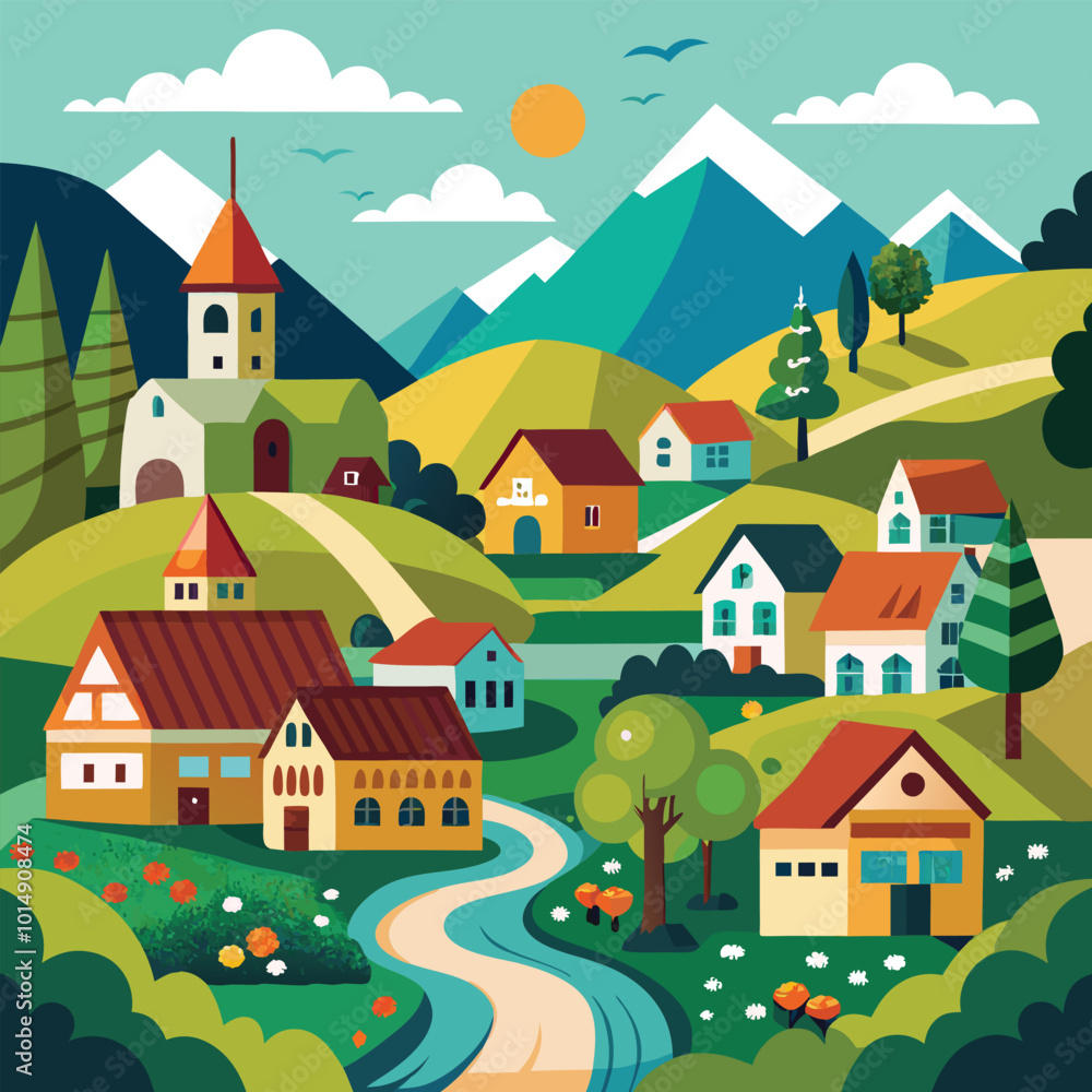 Naklejka premium houses in the village