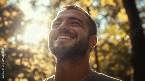Man smiling at sun