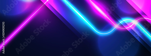 Abstract futuristic background with neon light lines. Vector illustration.