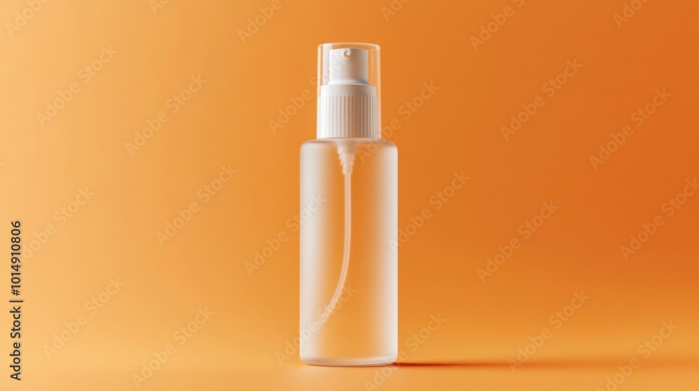 a frosted glass cosmetic bottle with a white cap a frosted glass cosmetic bottle with a white cap