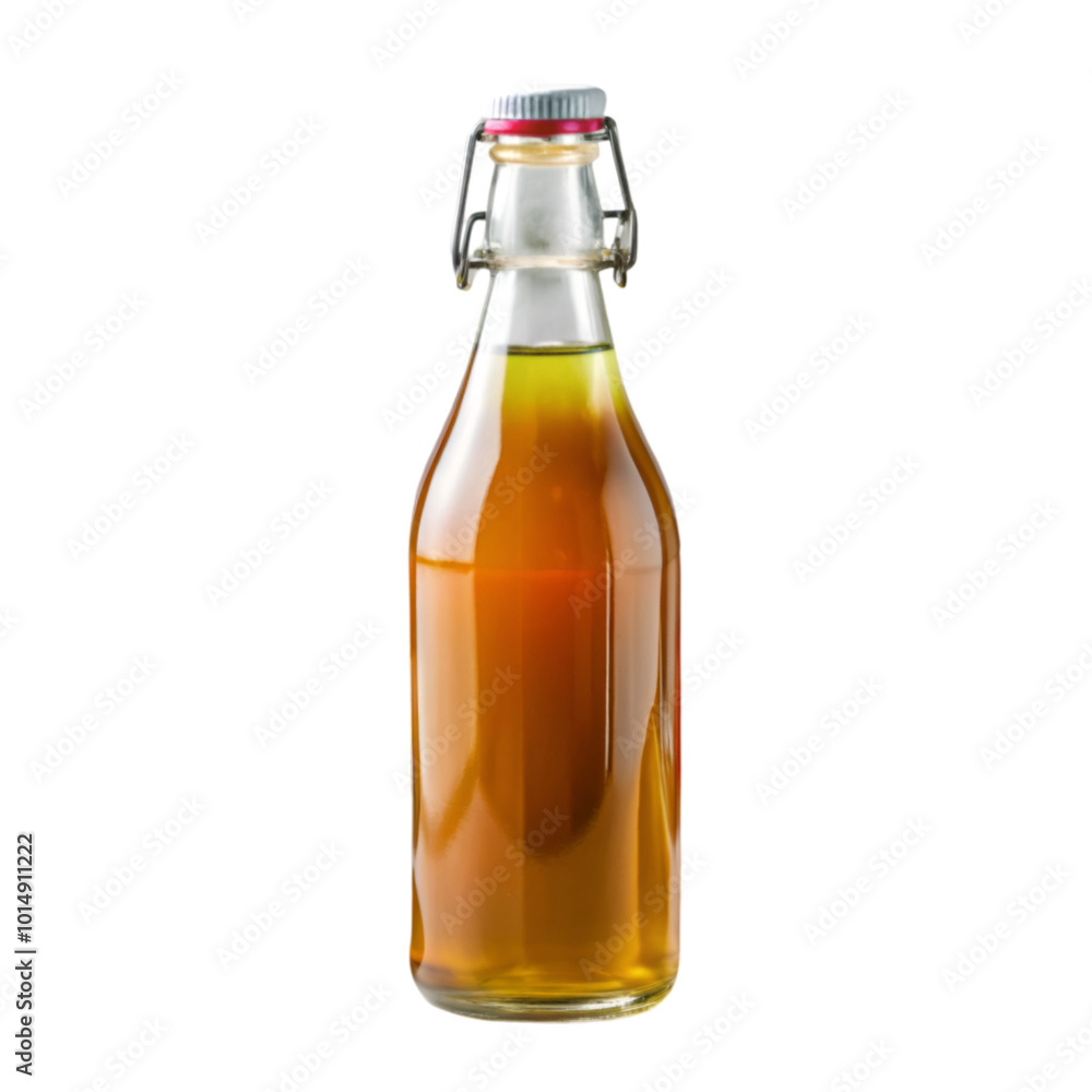Front view bottle apple cider vinegar on transparent background Front view bottle apple cider vinegar on transparent background