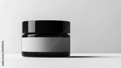 a matte black cosmetic jar with a blank label