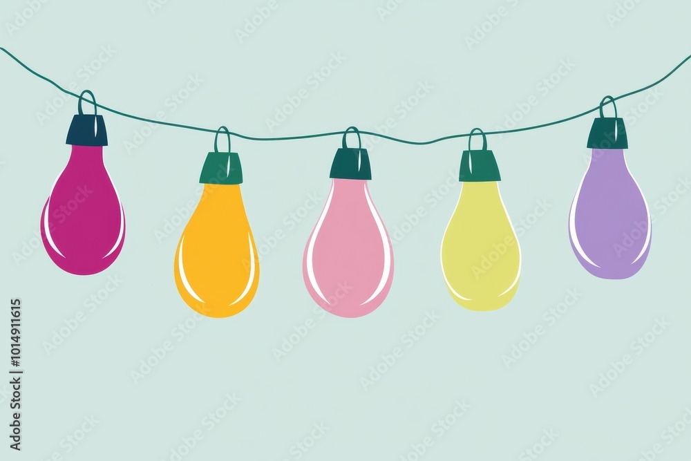 Colorful String Lights on a Pastel Background Colorful String Lights on a Pastel Background