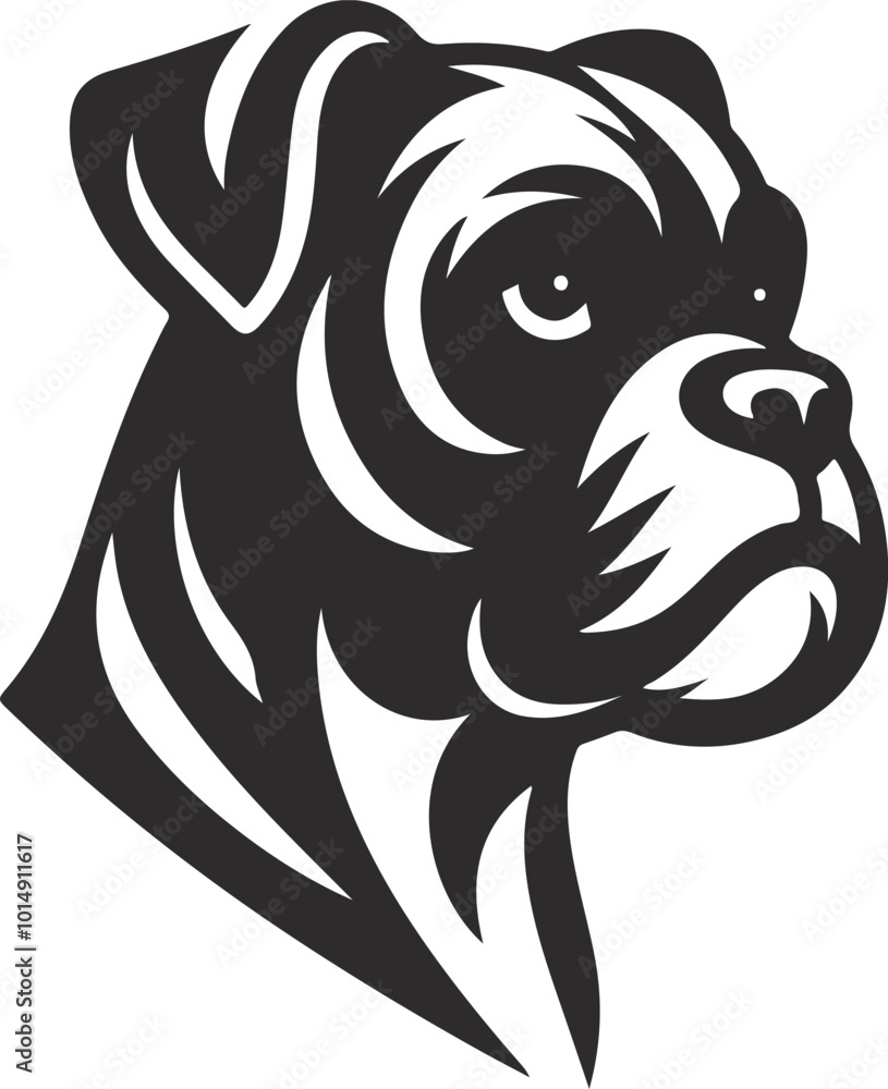 Obraz premium Boxer dog silhouette vector illustration. Black silhouettes of breeds of dogs.