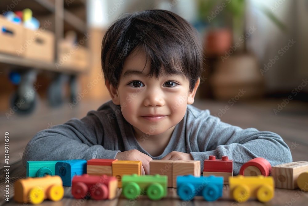 Child playing with colorful wooden toys Child playing with colorful wooden toys