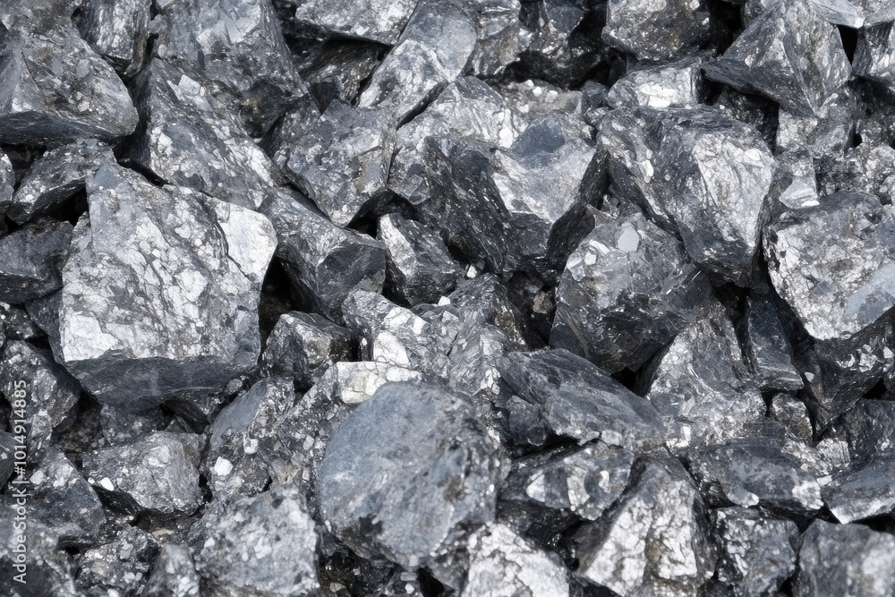 Close-Up of Shiny Dark Minerals and Rocks