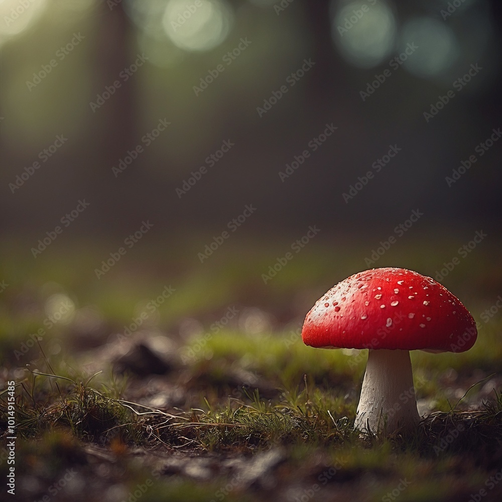 Colorful cute mashroom fungi closeup view magical mashroom wild mashroom in forest Colorful cute mashroom fungi closeup view magical mashroom wild mashroom in forest