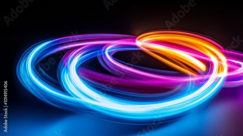 Vibrant Loops of Colorful Light Trails in Motion
