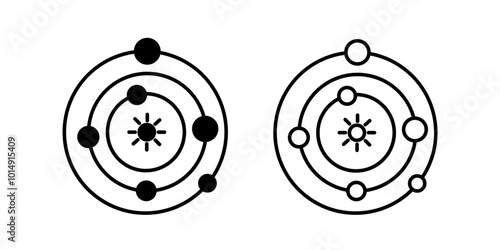schematic spiral galaxy icon. Exploration of space and star clusters. Black hole in center of Milky Way galaxy. Simple black and white vector