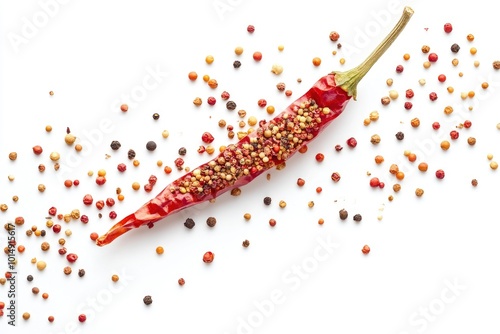 Pepper bitter isolated on a white background, top view - generative ai