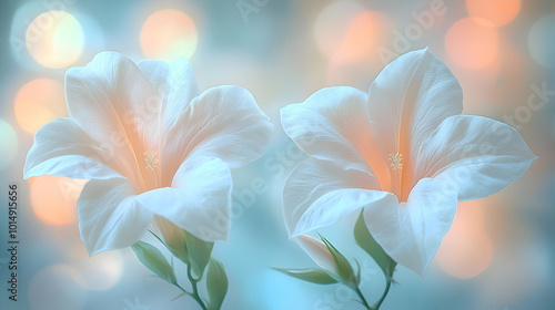 A macro shot of a white moonflower  a blurred soft color background