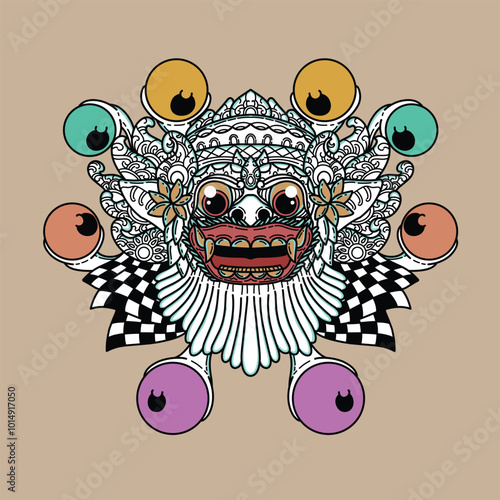 Balinese mask vector illustration, an asset that is suitable for use in branding, clothing, advertising and so on.