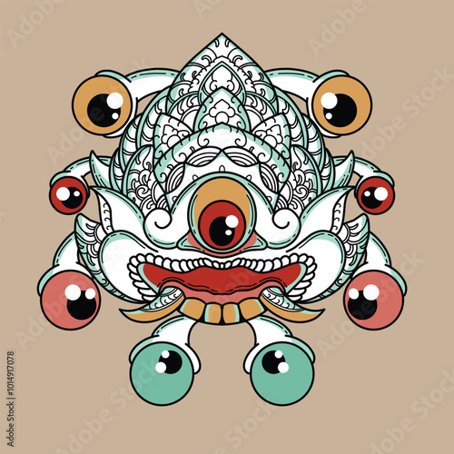 Balinese mask vector illustration, an asset that is suitable for use in branding, clothing, advertising and so on.