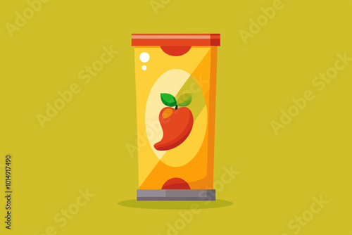 Potato chips tube packaging capsicum flavor 3d vector set stock vector illustration