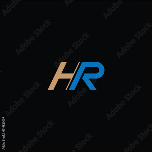 HR or RH abstract outstanding letter design. Awesome branding company different colors illustration logo.	