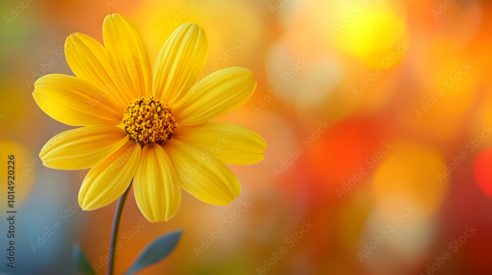 A macro shot of a yellow coreopsis flower a blurred soft color background A macro shot of a yellow coreopsis flower a blurred soft color background