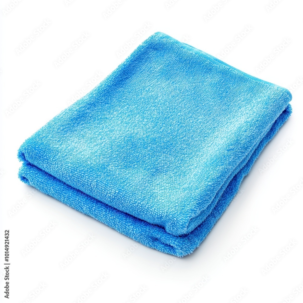 A cleaning cloth folded neatly, soft microfiber texture, isolated on white background A cleaning cloth folded neatly, soft microfiber texture, isolated on white background