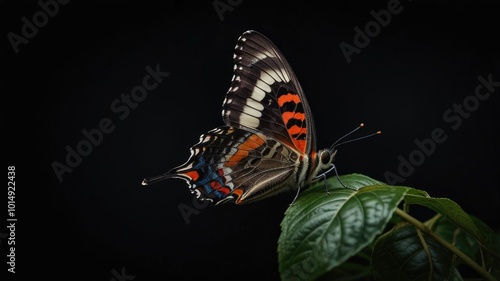 Butterfly over a black background,