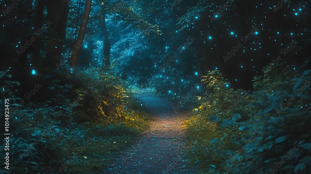Enchanted Forest Path with Mystical Lighting Enchanted Forest Path with Mystical Lighting