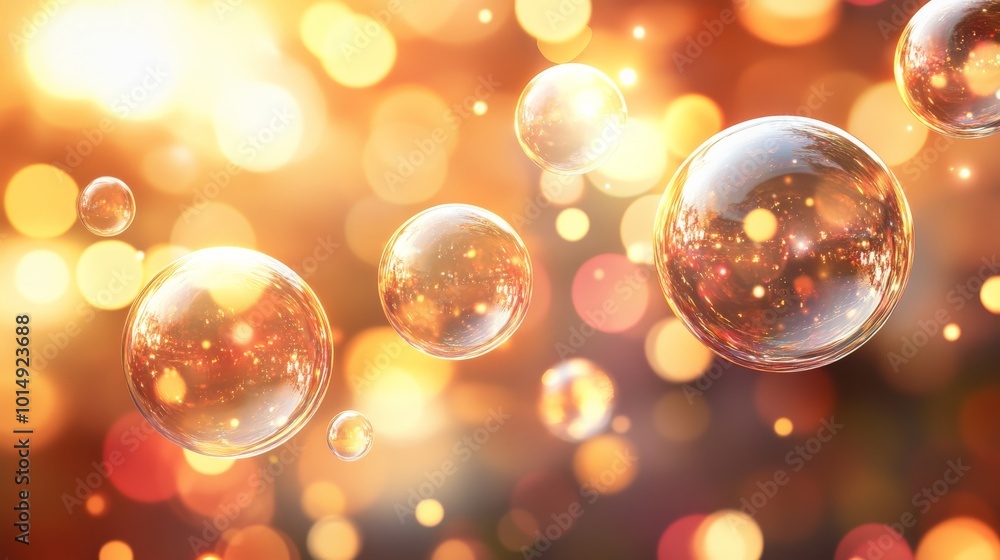 Magical Bubbles Floating in Warm Lighting Magical Bubbles Floating in Warm Lighting