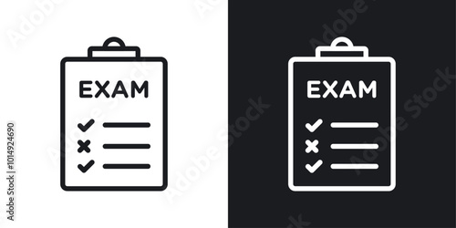 Exam icon vecor set. thin line style