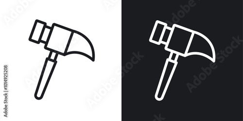 Hammer icon vecor set. thin line style