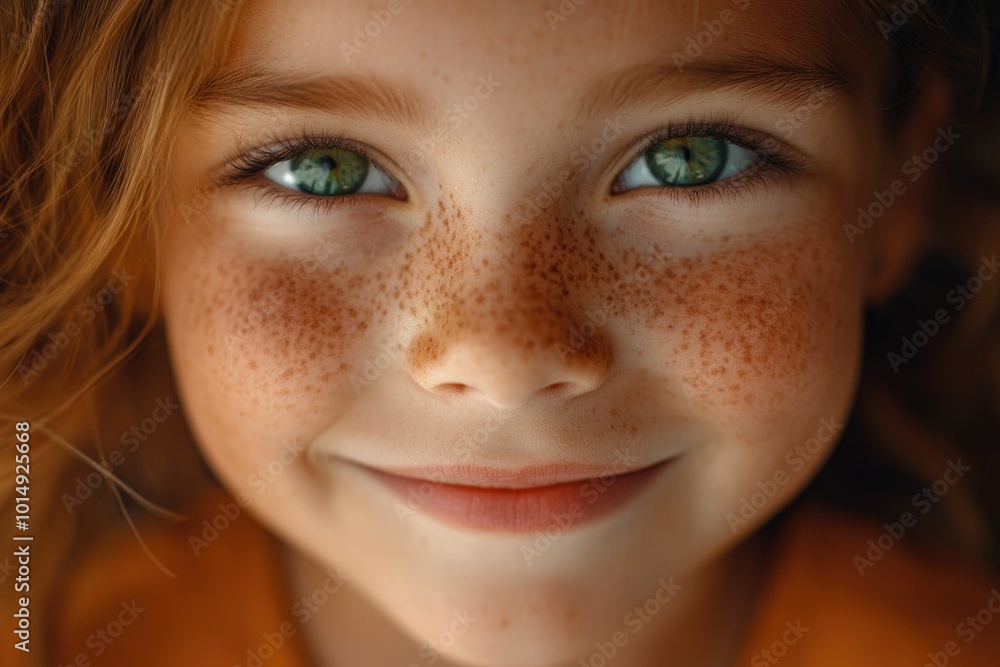 Child with freckles close-up Child with freckles close-up
