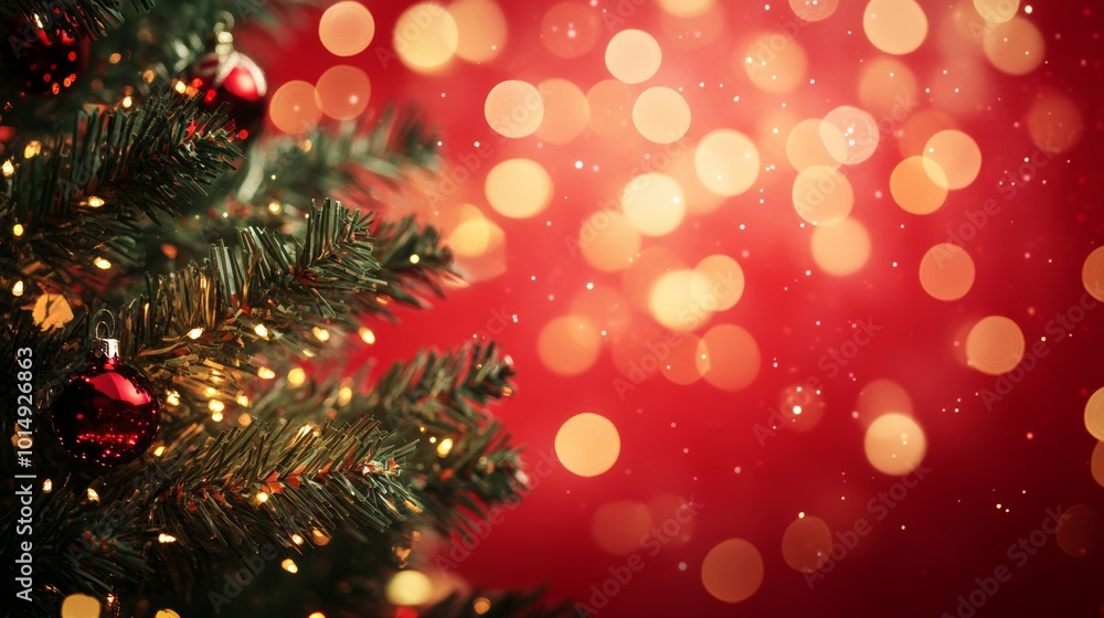 Christmas Background with Xmas Tree and Sparkling Holiday Lights Christmas Background with Xmas Tree and Sparkling Holiday Lights