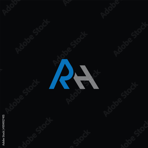 HR or RH abstract outstanding letter design. Awesome branding company different colors illustration logo.	