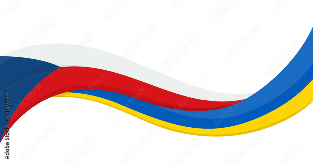 Wavy ribbon banner of Ukraine National flag with Liechtenstein National Flag. Unity and cooperation symbol. Logo for charity social events, NGO, sports team, peace summit. Vector illustration. Wavy ribbon banner of Ukraine National flag with Liechtenstein National Flag. Unity and cooperation symbol. Logo for charity social events, NGO, sports team, peace summit. Vector illustration.