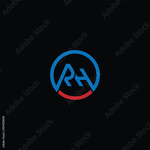 HR or RH abstract outstanding letter design. Awesome branding company different colors illustration logo.	