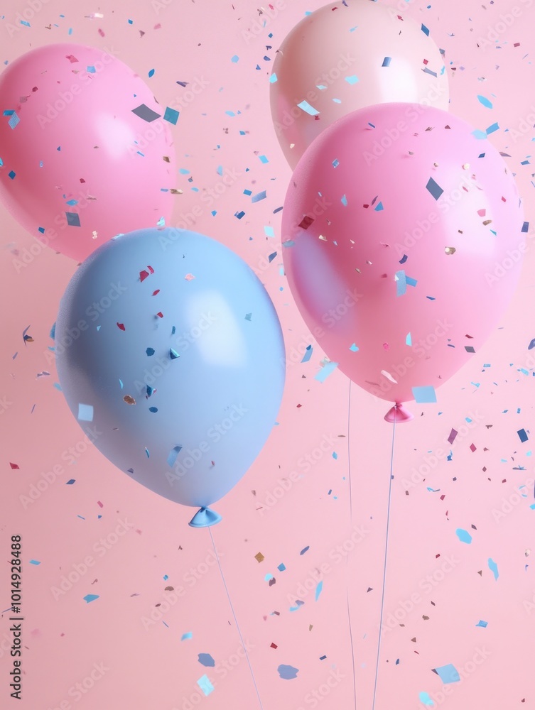 Pink and Blue Balloons with Confetti Pink and Blue Balloons with Confetti