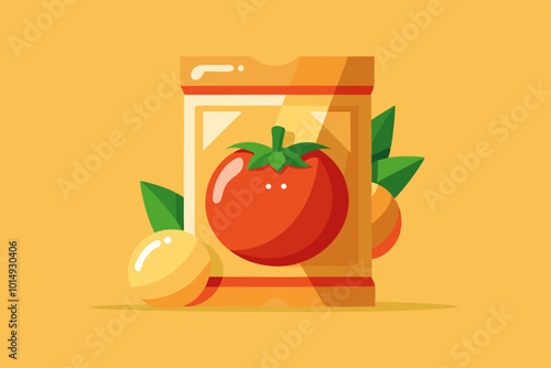 Potato chips with tomatoes flavor crisps natural potatoes and packaging advertising design template stock vector illustration