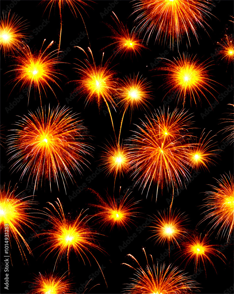 Glowing golden fireworks bursting with vivid intensity in the night sky Glowing golden fireworks bursting with vivid intensity in the night sky