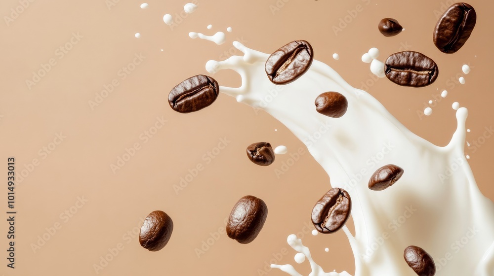 Splash of Coffee Beans and Milk Splash of Coffee Beans and Milk