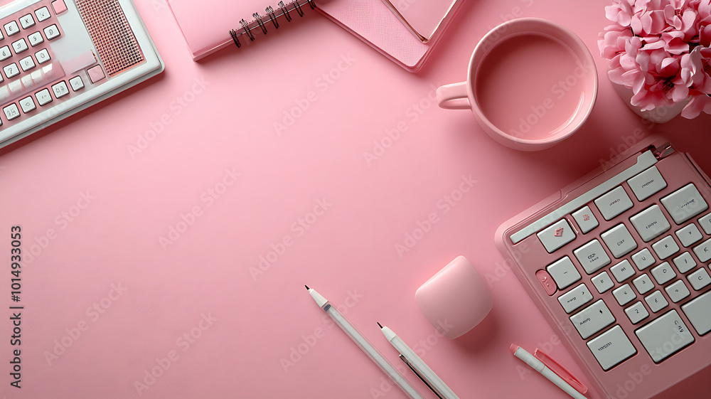 pink backgrounds, supplies on a desk, serve as visual elements to complement other content pink backgrounds, supplies on a desk, serve as visual elements to complement other content