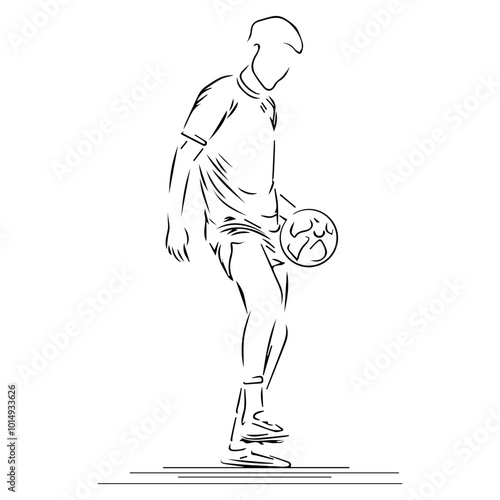 a footballer who is controlling the ball line art illustration