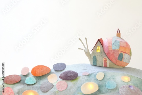 Home Sweet Shell: Snail's Luminous Lane - Children's Book Illustration photo