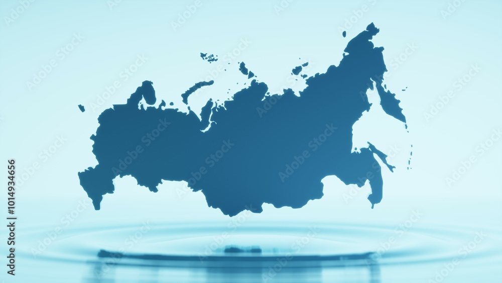 Fototapeta premium 水面に浮かぶロシアの地図