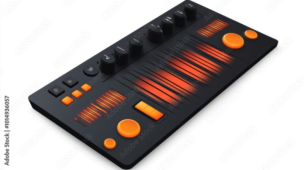 Audio control bar sticker with volume slider and media buttons, isolated on white background Audio control bar sticker with volume slider and media buttons, isolated on white background