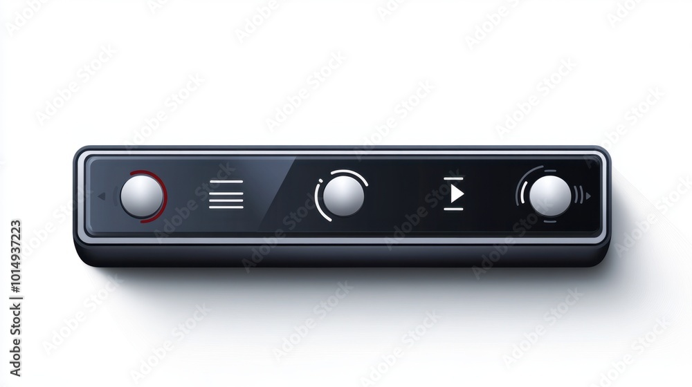 Basic design music player bar sticker with icons for playback and volume, isolated on white background Basic design music player bar sticker with icons for playback and volume, isolated on white background