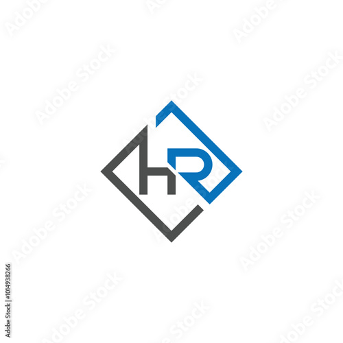 HR or RH abstract outstanding letter design. Awesome branding company different colors illustration logo.	