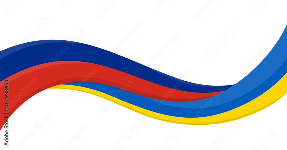 Fototapeta premium Wavy ribbon banner of Ukraine National flag with Slovenia National Flag. Unity and cooperation symbol. Logo for charity social events, NGO, sports team, peace summit. Vector illustration.